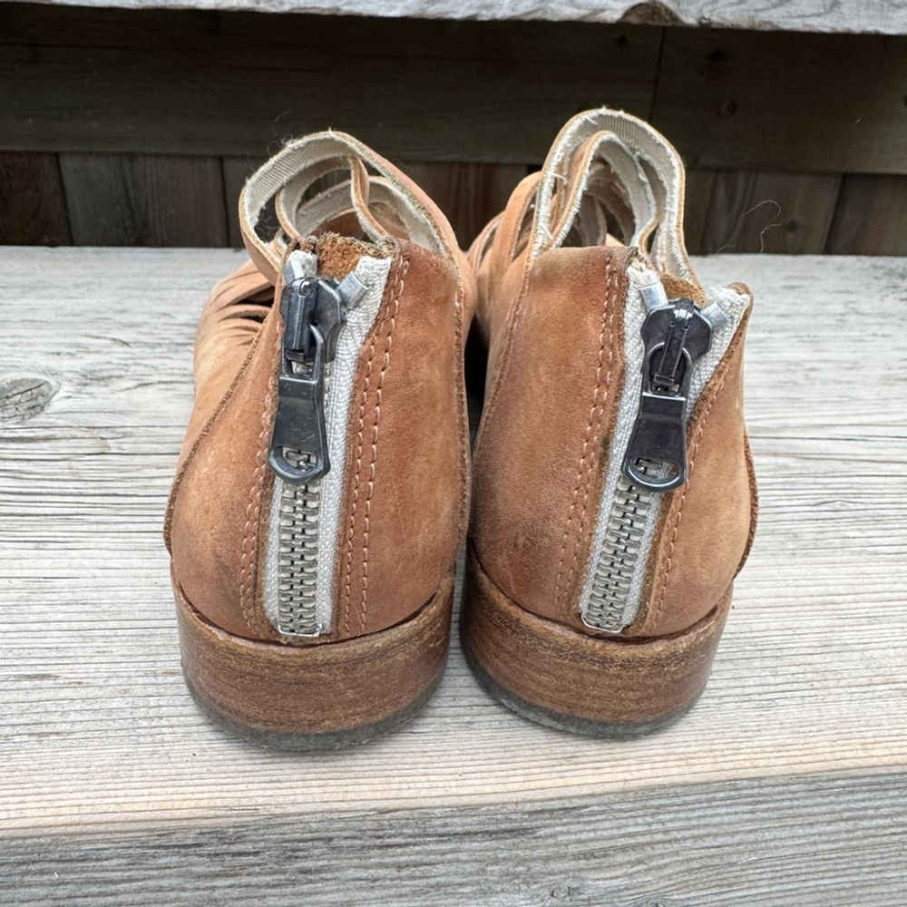 Free People Lost Valley Ankle Boot Tan Strappy Italian Leather Size 36 (EU) US 6 - Picture 7 of 10